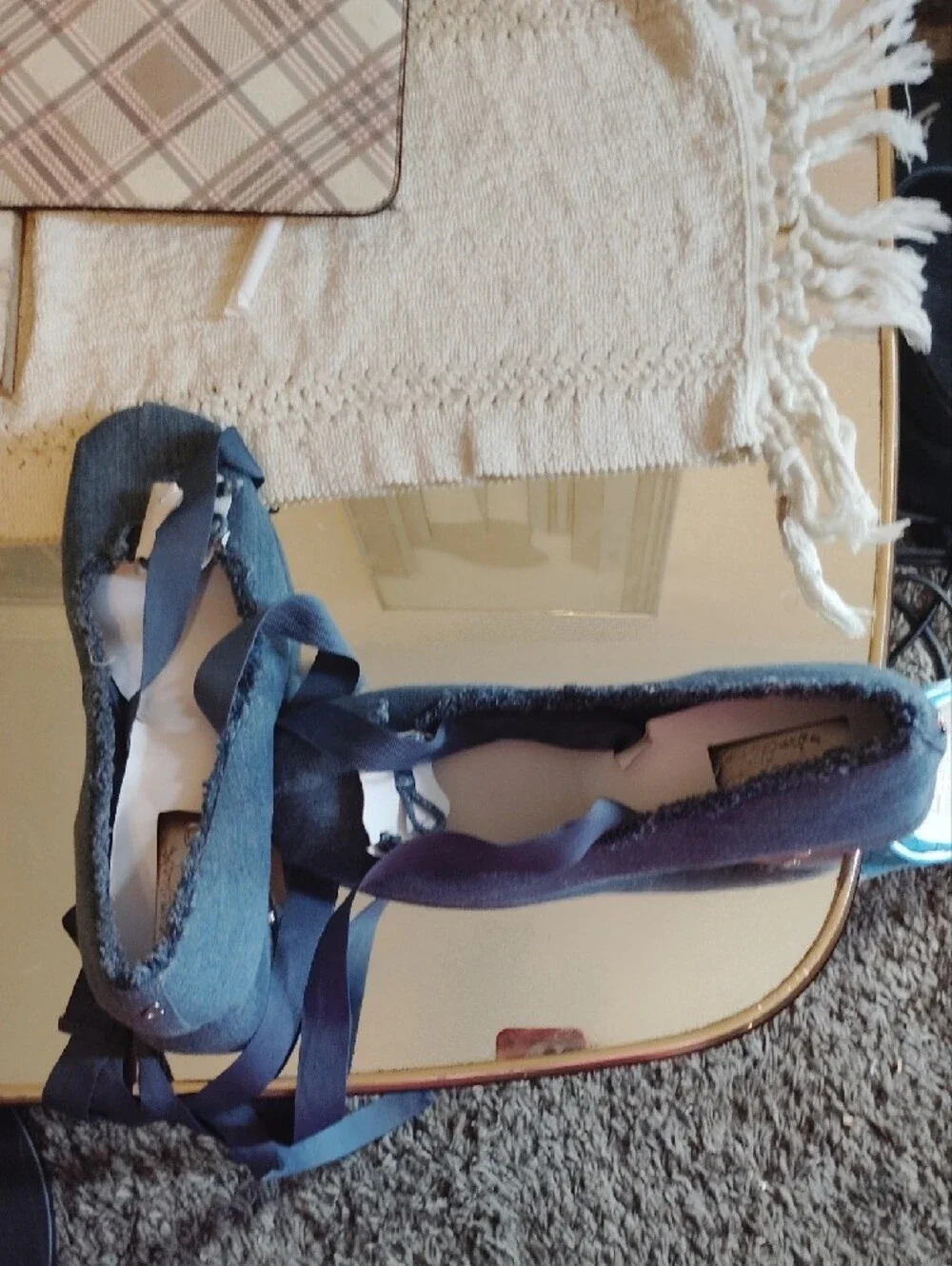 Circus by Sam Edelman Denim Blue Frayed Block Heel Ballet Pumps